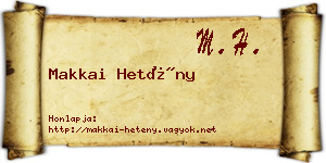 Makkai Hetény névjegykártya